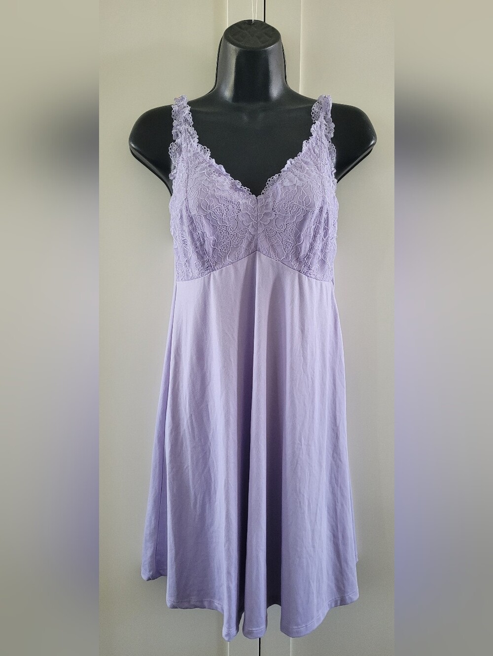 Flora Nikrooz Lace Trim Lavender Chemise Nightgown/Dress - Women's Sleepwear